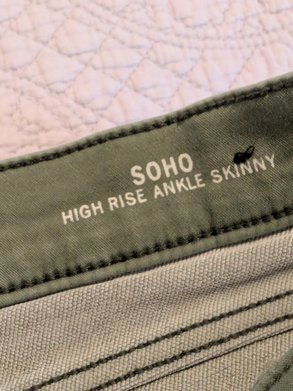 Nicole Miller Olive Green Stretchy Soho High Rise Ankle Skinny Jeans Size 12 - Picture 7 of 9